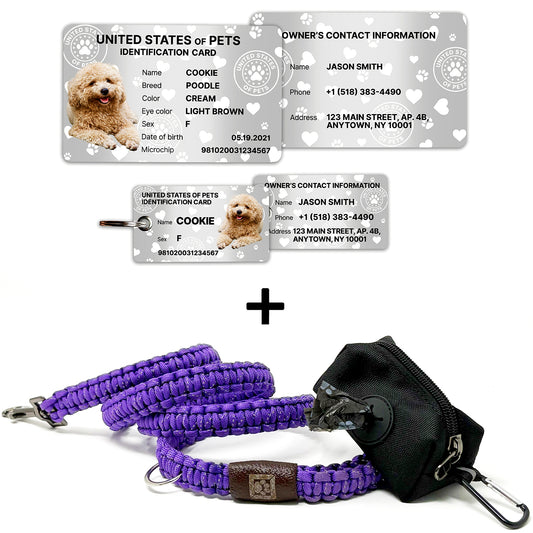BUNDLE: ID Card & Tag + Paracord Dog Leash